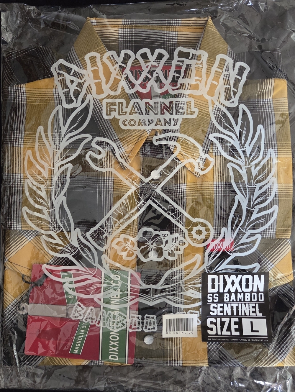 Dixxon Flannel Company "The Sentinel" Large Bamboo Shirt Yellow/Black/White BNIB